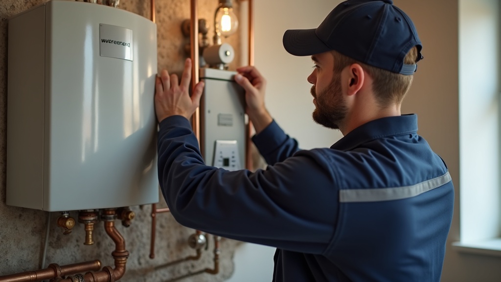 Licensed plumber installing a water heater in a Utah home